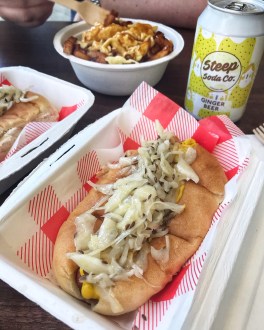 Blue Caribou Snack Bar Manchester steamed hot dogs