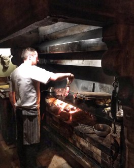 The Gunton Arms Norfolk meat cooking over fire