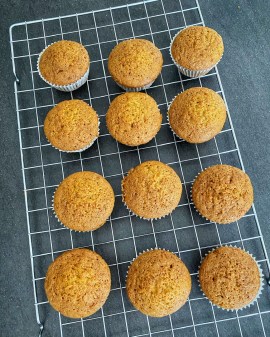 Carrot muffins on cooling rack