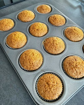 Carrot cake muffins in tin