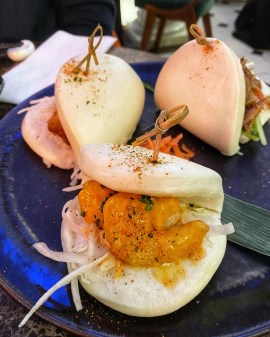 Prawn bao at Kibou restaurant in Cambridge