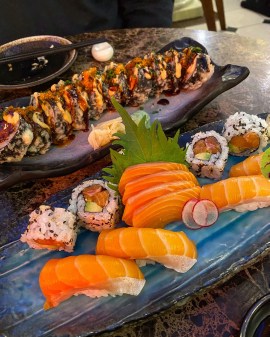 Volcano rolls, california rolls, sushi, sashimi