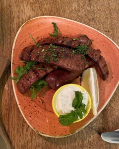 Greek sausage selection The Three Horseshoes Stapleford